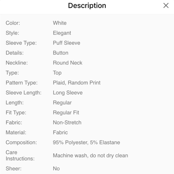 SHEIN work blouse, back button detail, long sleeve, size L 8/10 - Picture 4 of 4